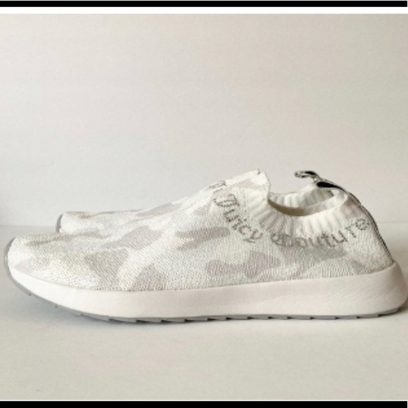 RARE Worn once Juicy Couture Avarie White & Gray Camouflage Sneakers Slip on - Picture 3 of 7